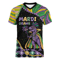 Mardi Gras Women V-Neck T-Shirt King Rex Glitter Effect