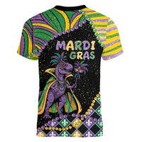 Mardi Gras Women V-Neck T-Shirt King Rex Glitter Effect