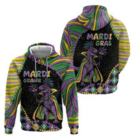 Mardi Gras Zip Hoodie King Rex Glitter Effect