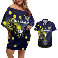 Personalized United States Virgin Islands Couples Matching Off Shoulder Short Dress and Hawaiian Shirt Eagle Bird Unique Style - Wonder Print Shop