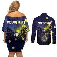 Personalized United States Virgin Islands Couples Matching Off Shoulder Short Dress and Long Sleeve Button Shirt Eagle Bird Unique Style - Wonder Print Shop