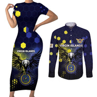Personalized United States Virgin Islands Couples Matching Short Sleeve Bodycon Dress and Long Sleeve Button Shirt Eagle Bird Unique Style - Wonder Print Shop