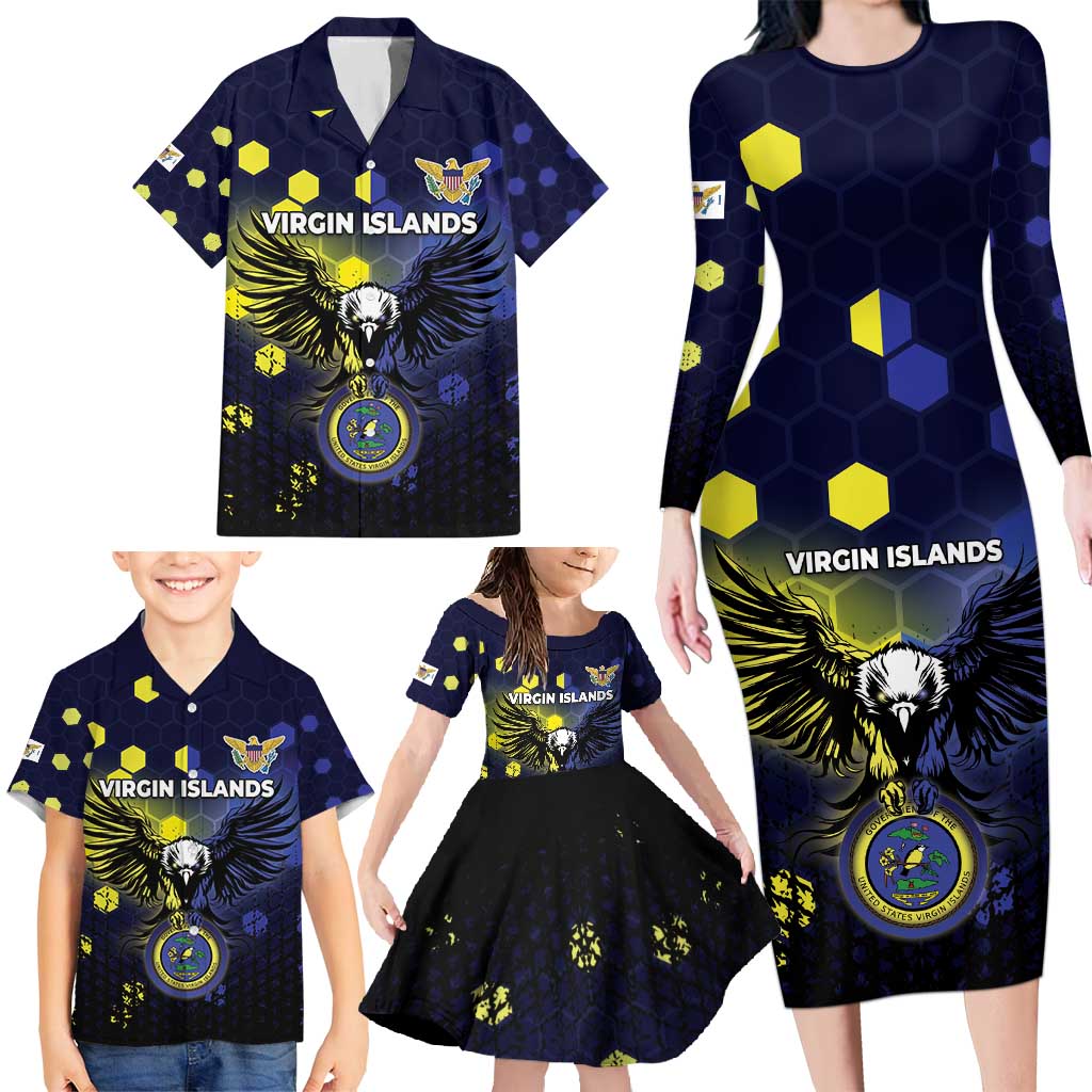 Personalized United States Virgin Islands Family Matching Long Sleeve Bodycon Dress and Hawaiian Shirt Eagle Bird Unique Style - Wonder Print Shop