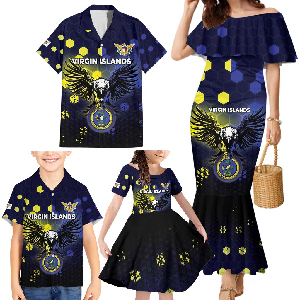 Personalized United States Virgin Islands Family Matching Mermaid Dress and Hawaiian Shirt Eagle Bird Unique Style - Wonder Print Shop
