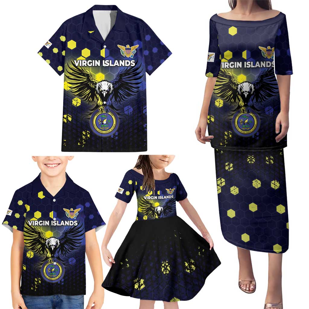 Personalized United States Virgin Islands Family Matching Puletasi and Hawaiian Shirt Eagle Bird Unique Style - Wonder Print Shop