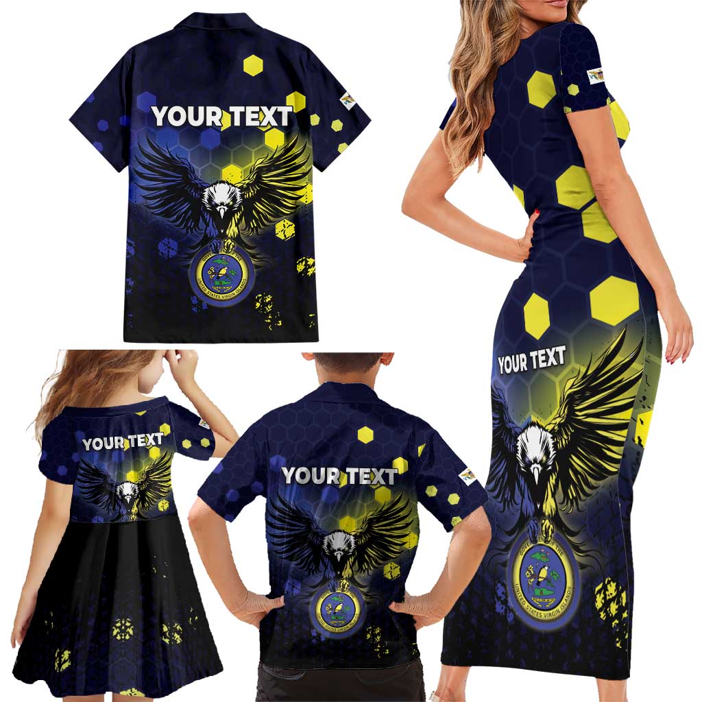 Personalized United States Virgin Islands Family Matching Short Sleeve Bodycon Dress and Hawaiian Shirt Eagle Bird Unique Style - Wonder Print Shop