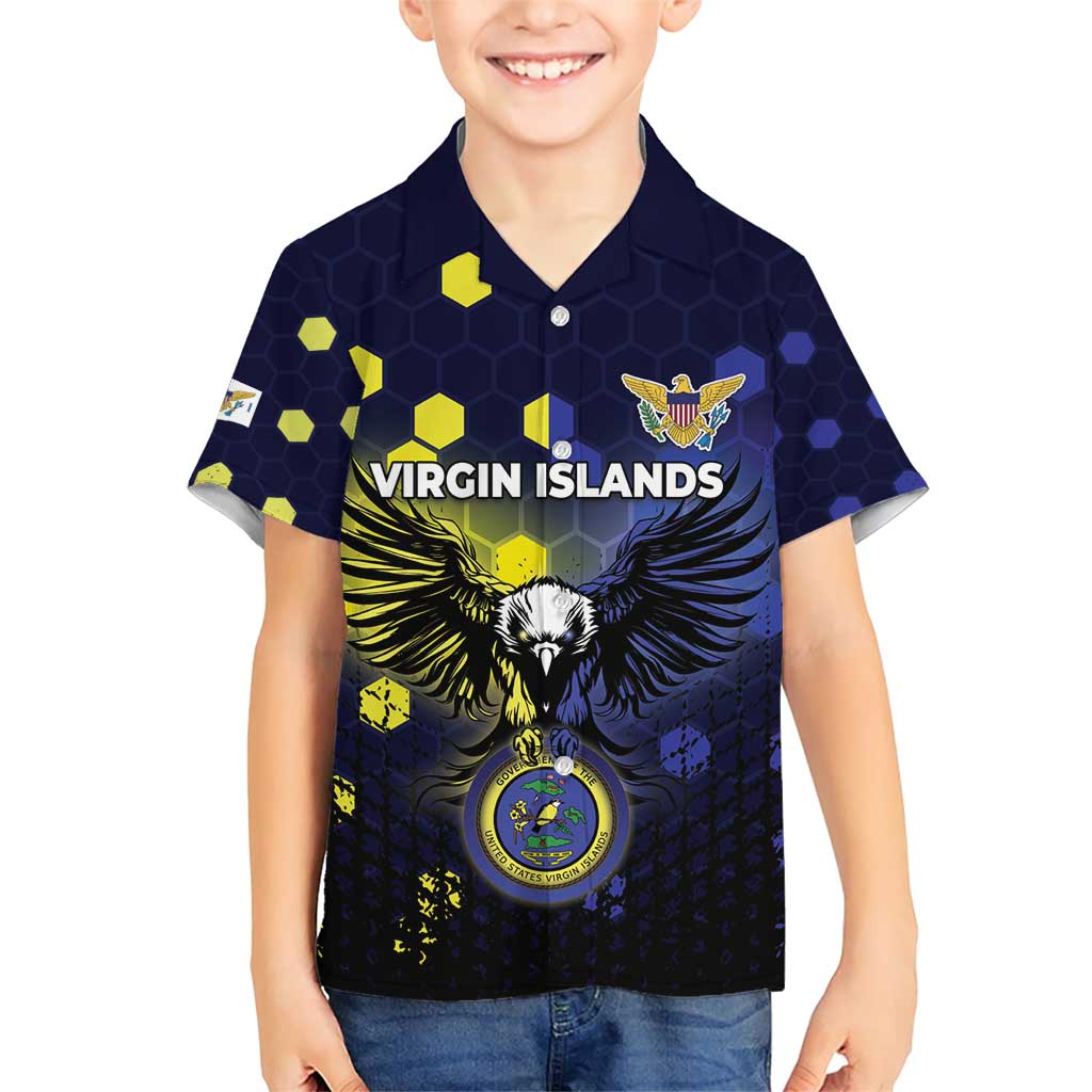 Personalized United States Virgin Islands Family Matching Short Sleeve Bodycon Dress and Hawaiian Shirt Eagle Bird Unique Style - Wonder Print Shop