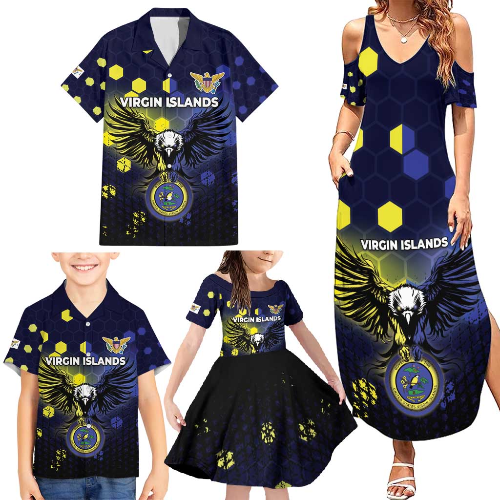Personalized United States Virgin Islands Family Matching Summer Maxi Dress and Hawaiian Shirt Eagle Bird Unique Style - Wonder Print Shop