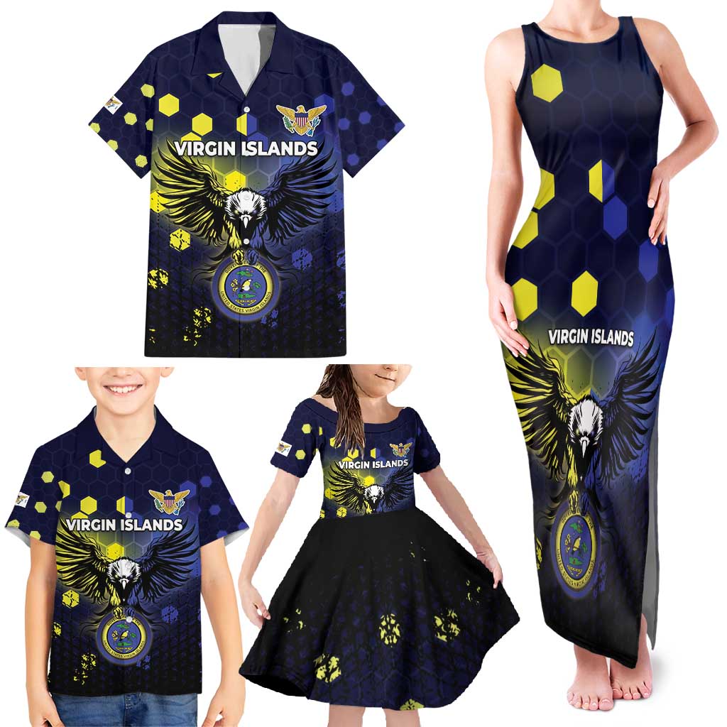 Personalized United States Virgin Islands Family Matching Tank Maxi Dress and Hawaiian Shirt Eagle Bird Unique Style - Wonder Print Shop