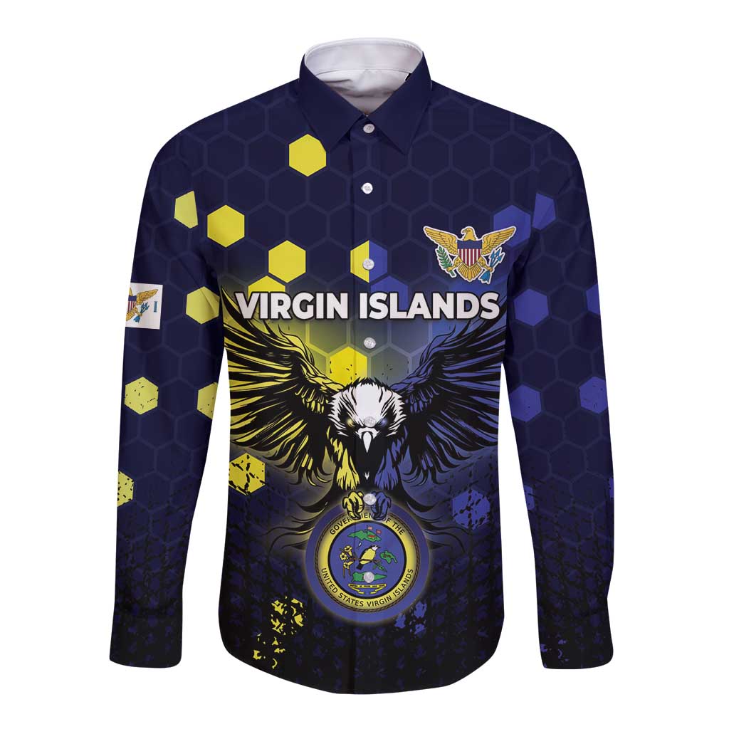 Personalized United States Virgin Islands Long Sleeve Button Shirt Eagle Bird Unique Style - Wonder Print Shop