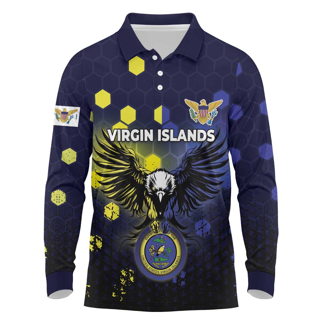 Personalized United States Virgin Islands Long Sleeve Polo Shirt Eagle Bird Unique Style - Wonder Print Shop
