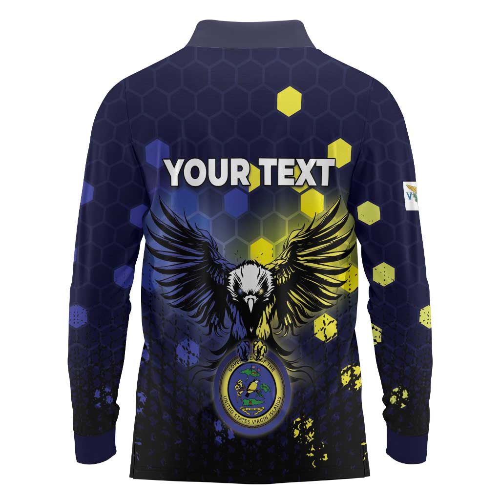 Personalized United States Virgin Islands Long Sleeve Polo Shirt Eagle Bird Unique Style - Wonder Print Shop