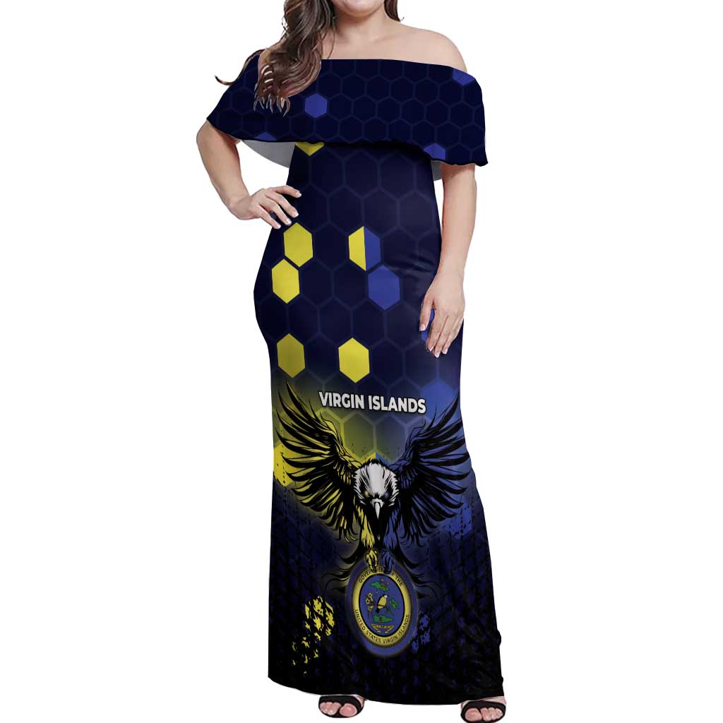 Personalized United States Virgin Islands Off Shoulder Maxi Dress Eagle Bird Unique Style - Wonder Print Shop
