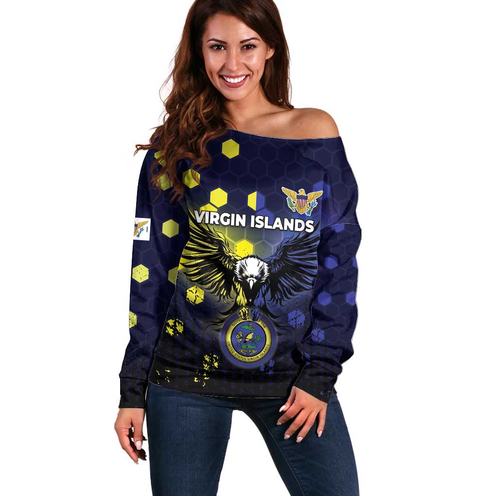 Personalized United States Virgin Islands Off Shoulder Sweater Eagle Bird Unique Style - Wonder Print Shop