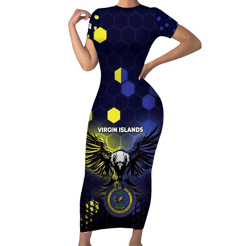Personalized United States Virgin Islands Short Sleeve Bodycon Dress Eagle Bird Unique Style - Wonder Print Shop