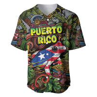 Personalized Puerto Rico Baseball Jersey The Coqui Frog Tropical Doodle Style - Wonder Print Shop
