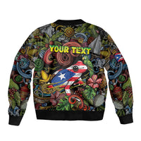 Personalized Puerto Rico Bomber Jacket The Coqui Frog Tropical Doodle Style - Wonder Print Shop