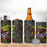 Personalized Puerto Rico 4 in 1 Can Cooler Tumbler The Coqui Frog Tropical Doodle Style - Wonder Print Shop