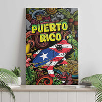 Puerto Rico Canvas Wall Art The Coqui Frog Tropical Doodle Style - Wonder Print Shop