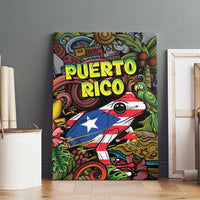 Puerto Rico Canvas Wall Art The Coqui Frog Tropical Doodle Style - Wonder Print Shop