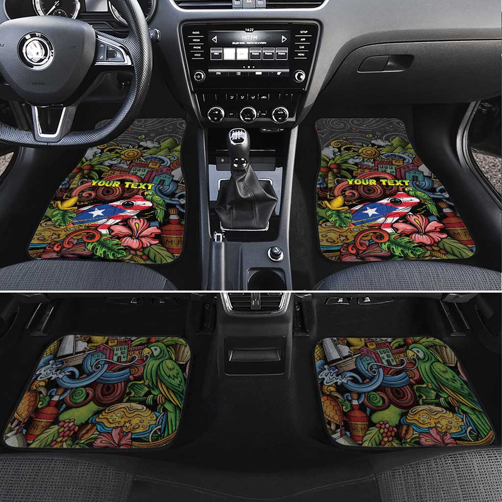 Puerto Rico Car Mats The Coqui Frog Tropical Doodle Style - Wonder Print Shop