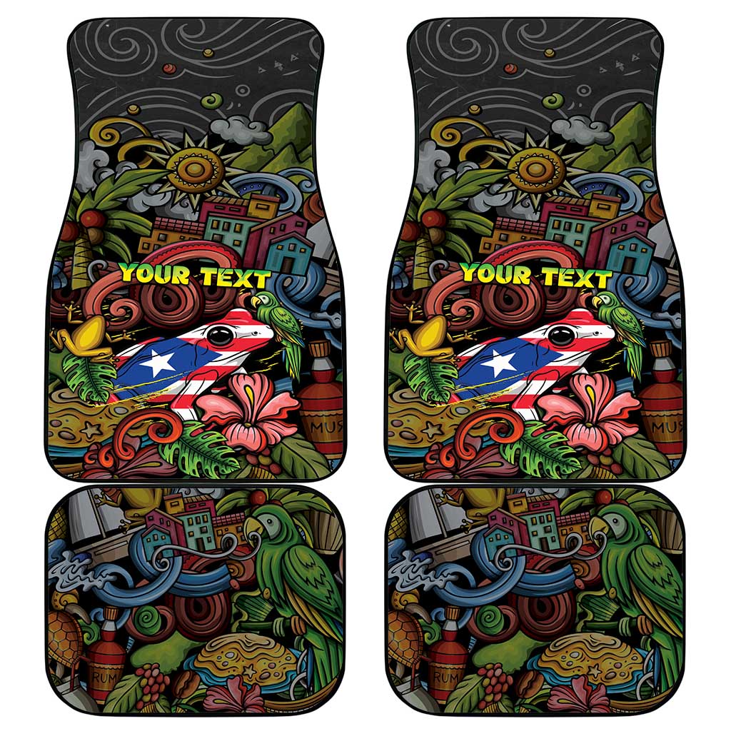 Puerto Rico Car Mats The Coqui Frog Tropical Doodle Style - Wonder Print Shop