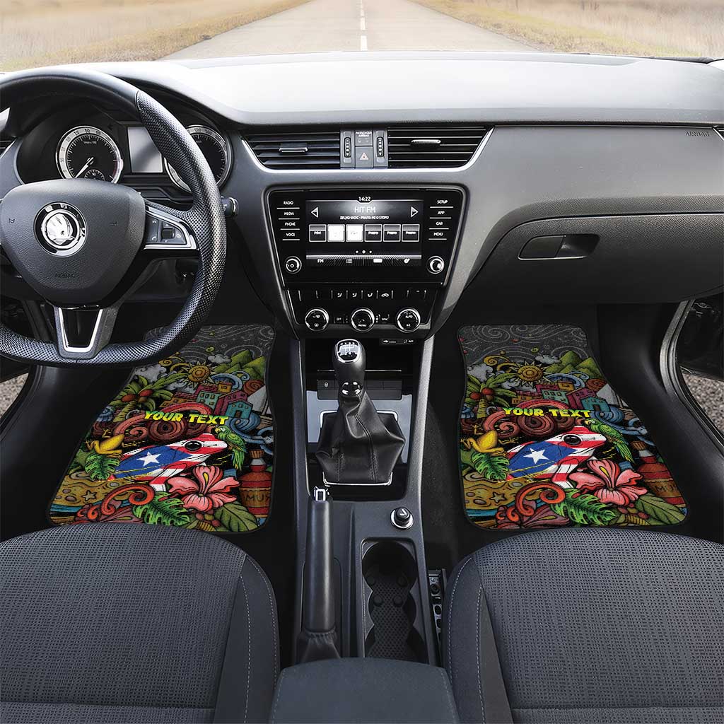 Puerto Rico Car Mats The Coqui Frog Tropical Doodle Style - Wonder Print Shop