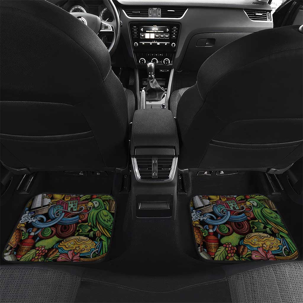 Puerto Rico Car Mats The Coqui Frog Tropical Doodle Style - Wonder Print Shop