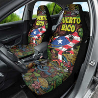 Puerto Rico Car Seat Cover The Coqui Frog Tropical Doodle Style - Wonder Print Shop