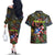 Personalized Puerto Rico Couples Matching Off The Shoulder Long Sleeve Dress and Hawaiian Shirt The Coqui Frog Tropical Doodle Style - Wonder Print Shop
