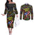Personalized Puerto Rico Couples Matching Off The Shoulder Long Sleeve Dress and Long Sleeve Button Shirt The Coqui Frog Tropical Doodle Style - Wonder Print Shop