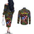 Personalized Puerto Rico Couples Matching Off The Shoulder Long Sleeve Dress and Long Sleeve Button Shirt The Coqui Frog Tropical Doodle Style - Wonder Print Shop