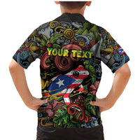 Personalized Puerto Rico Family Matching Mermaid Dress and Hawaiian Shirt The Coqui Frog Tropical Doodle Style - Wonder Print Shop