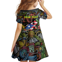 Personalized Puerto Rico Family Matching Off The Shoulder Long Sleeve Dress and Hawaiian Shirt The Coqui Frog Tropical Doodle Style - Wonder Print Shop