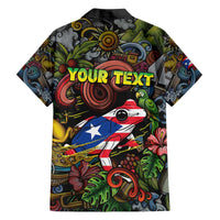 Personalized Puerto Rico Family Matching Off The Shoulder Long Sleeve Dress and Hawaiian Shirt The Coqui Frog Tropical Doodle Style - Wonder Print Shop
