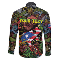 Personalized Puerto Rico Family Matching Off The Shoulder Long Sleeve Dress and Hawaiian Shirt The Coqui Frog Tropical Doodle Style - Wonder Print Shop