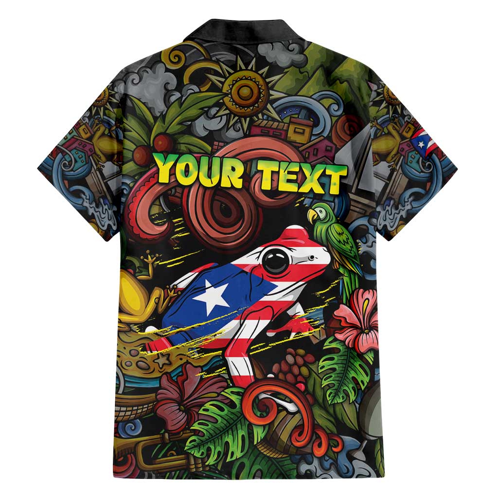 Personalized Puerto Rico Family Matching Off Shoulder Maxi Dress and Hawaiian Shirt The Coqui Frog Tropical Doodle Style - Wonder Print Shop