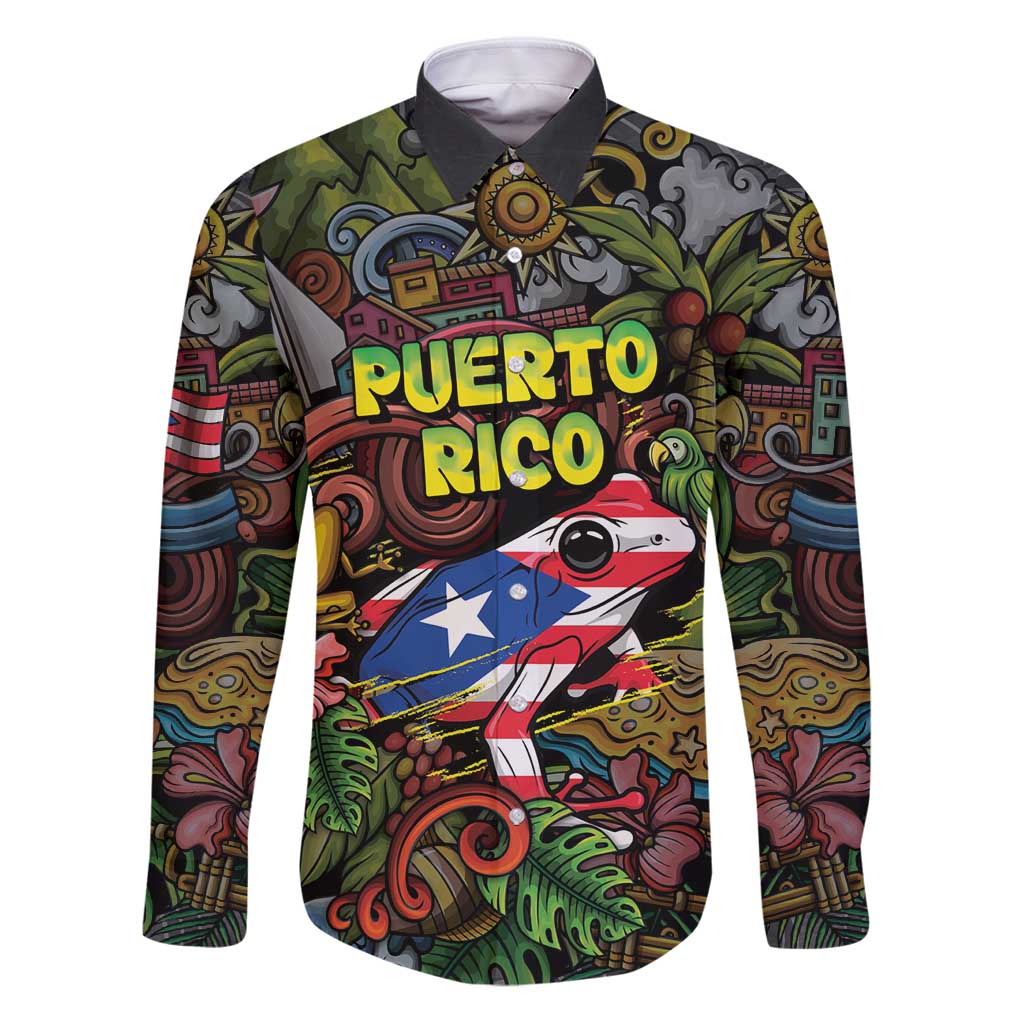 Personalized Puerto Rico Family Matching Puletasi and Hawaiian Shirt The Coqui Frog Tropical Doodle Style - Wonder Print Shop