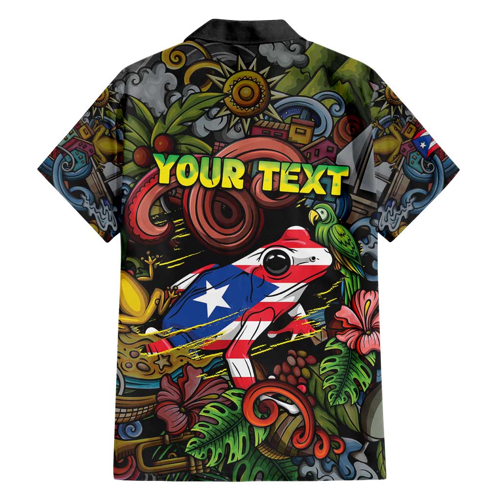 Personalized Puerto Rico Family Matching Short Sleeve Bodycon Dress and Hawaiian Shirt The Coqui Frog Tropical Doodle Style - Wonder Print Shop