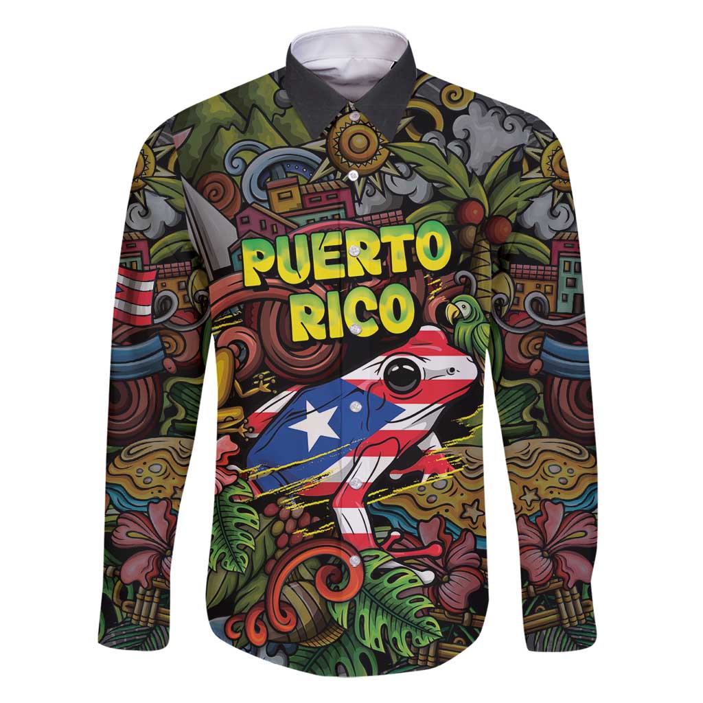 Personalized Puerto Rico Family Matching Tank Maxi Dress and Hawaiian Shirt The Coqui Frog Tropical Doodle Style - Wonder Print Shop