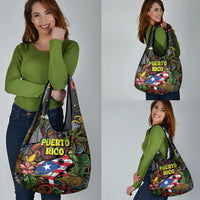 Puerto Rico Grocery Bag The Coqui Frog Tropical Doodle Style - Wonder Print Shop