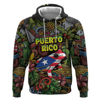 Personalized Puerto Rico Hoodie The Coqui Frog Tropical Doodle Style - Wonder Print Shop