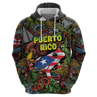 Personalized Puerto Rico Hoodie The Coqui Frog Tropical Doodle Style - Wonder Print Shop