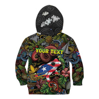 Personalized Puerto Rico Kid Hoodie The Coqui Frog Tropical Doodle Style - Wonder Print Shop