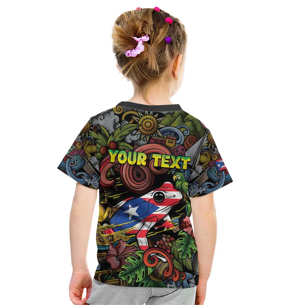 Personalized Puerto Rico Kid T Shirt The Coqui Frog Tropical Doodle Style - Wonder Print Shop