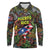 Personalized Puerto Rico Long Sleeve Polo Shirt The Coqui Frog Tropical Doodle Style - Wonder Print Shop