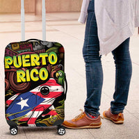 Puerto Rico Luggage Cover The Coqui Frog Tropical Doodle Style - Wonder Print Shop