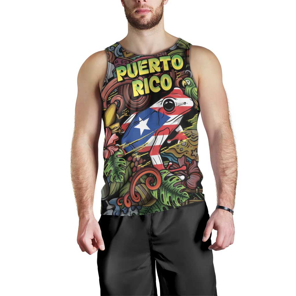 Personalized Puerto Rico Men Tank Top The Coqui Frog Tropical Doodle Style - Wonder Print Shop