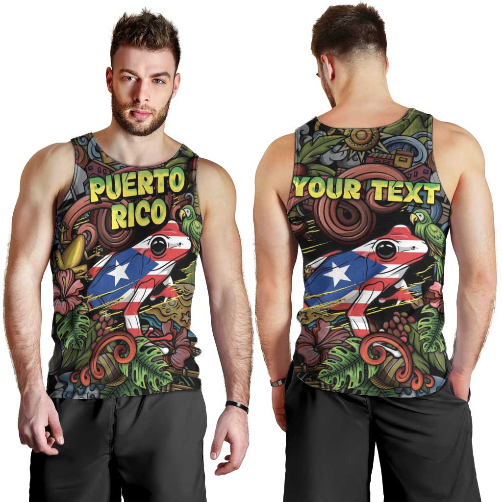 Personalized Puerto Rico Men Tank Top The Coqui Frog Tropical Doodle Style - Wonder Print Shop