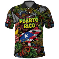 Personalized Puerto Rico Polo Shirt The Coqui Frog Tropical Doodle Style - Wonder Print Shop